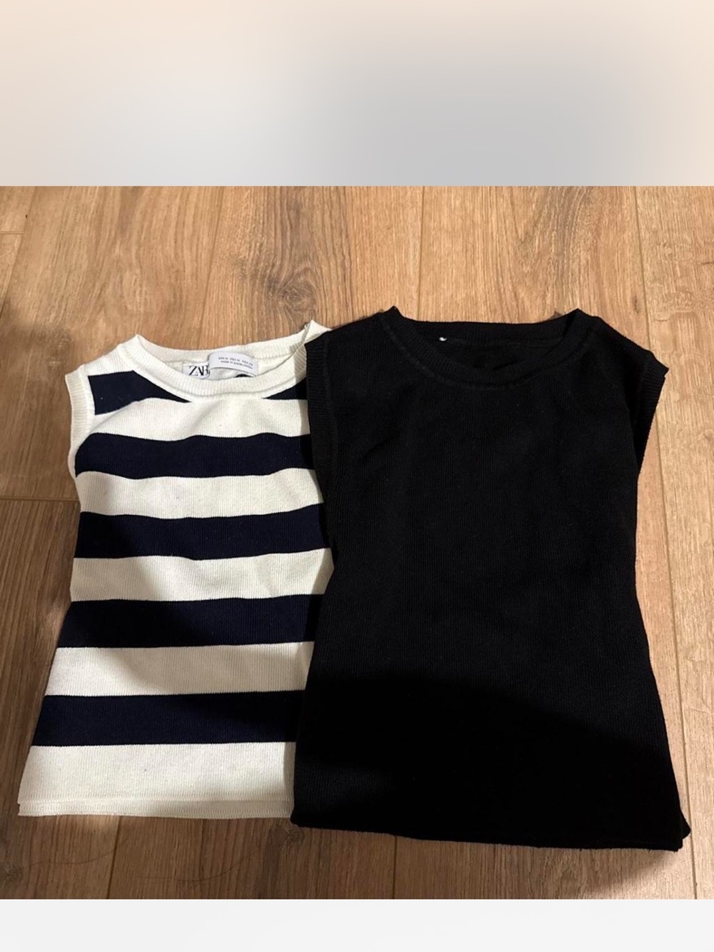 Zara Women’s Black Cropped Top & Navy-White Striped Cropped Top - 2-Pack